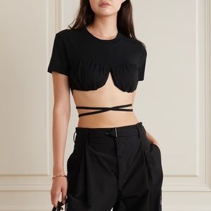 Jacquemus Baci Black Cropped Cotton Jersey Tie T-Shirt New With Tags